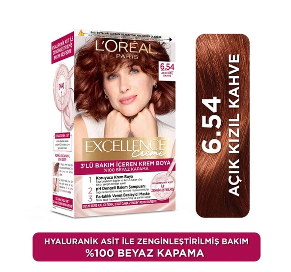 Loreal Excellence Creme Saç Boyası 6.54 Açık Kızıl Kahve