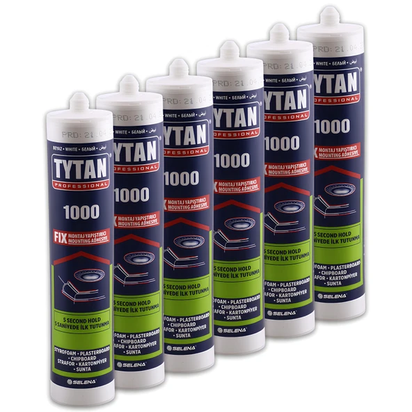 Tytan Fix Çok Amaçlı Güçlü Montaj Yapıştırıcı 6'lı 310 ml Beyaz Ahşap Beton Fayans Cam Mermer Yapış - 2