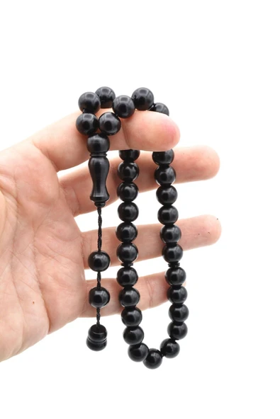 Sistemli Küre Kesim İri Boy Siyah Fiber Tesbih - Resim 4