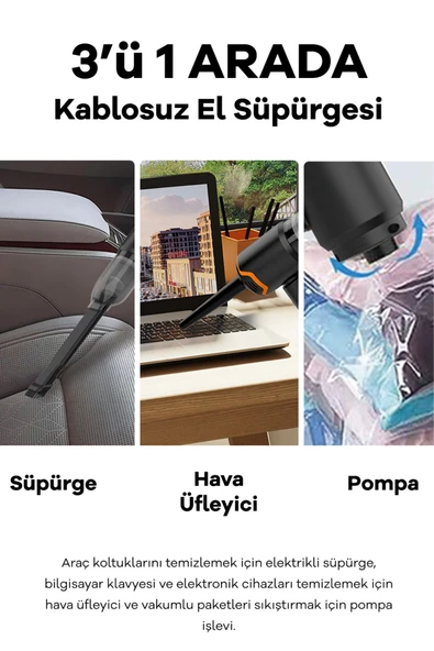 Şarjlı Araç İçi Süpürge - 4