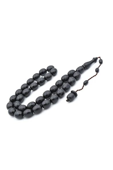 Sistemli Beyzi Kesim Dev Boy Siyah Fiber Tesbih - Resim 2