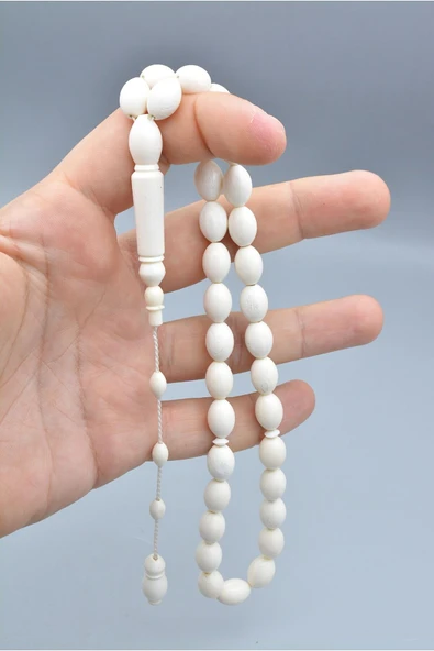 Sistemli İri Boy Beyzi Kesim Deve Kemiği Tesbih - 4