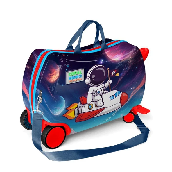 Coral High Minik Boy Otur-Çek Çocuk Valizi Astronot Desenli 16364