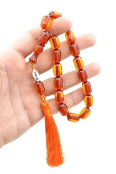 Çubuk Malzeme Kapsül Kesim Turuncu Sıkma Kehribar Efe Maskot Tesbih - Resim 4