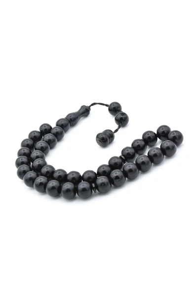 Sistemli Küre Kesim İri Boy Siyah Fiber Tesbih - Resim 3