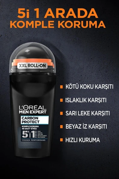 L'Oreal Paris Men Expert Carbon Protect 5'i 1 Arada Erkek Roll-On Deodorant 50 ml - 3