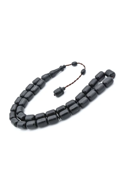 Sistemli Fıçı Kesim İri Boy Siyah Fiber Tesbih - Resim 3