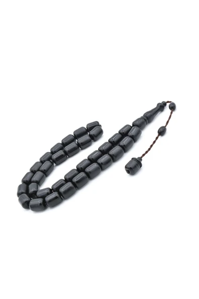 Sistemli Fıçı Kesim İri Boy Siyah Fiber Tesbih - Resim 2