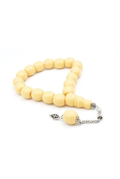 Fıçı Kesim Bej Sıkma Kehribar Efe Maskot Tesbih ürün görseli 1