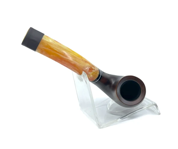 Dapper Bent Apple Briar (Gül Kökü) 9 mm Filtreli El Yapımı Pipo - 2441 - Resim 3