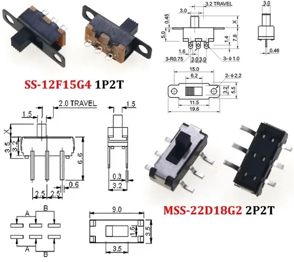 70 Adet Sürgülü Anahtar Switch Seti Smd Dip 8 Çeşit Şeffaf Çantada - 3