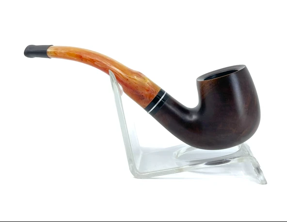 Dapper Bent Apple Briar (Gül Kökü) 9 mm Filtreli El Yapımı Pipo - 2441 - Resim 5
