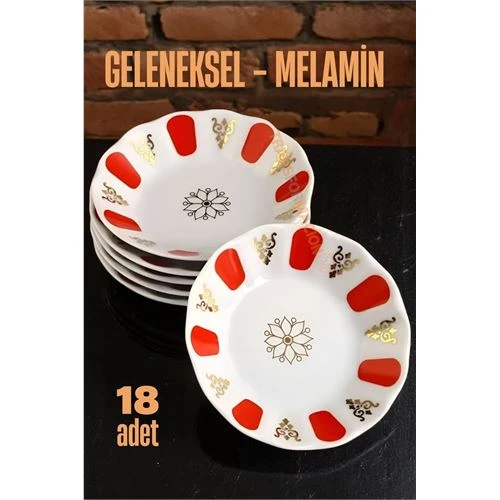 ModaCar Melamin Çay Tabağı 18 Adet Geleneksel Türk Çay Bardağı Altlığı