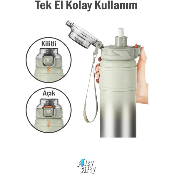 TKK Çelik Termos Matara 500ML Gri Yeşil - 2