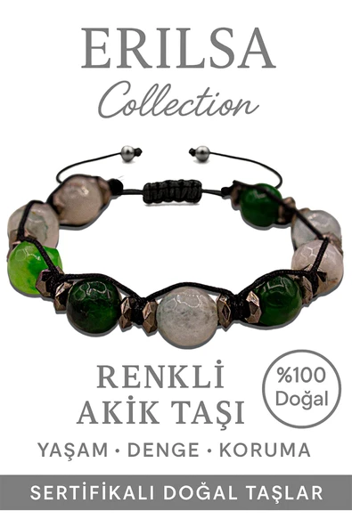Sertifikalı İri Boy Terahertz & Yeşil-Beyaz Akik Bileklik – Denge ve Saflık ürün görseli