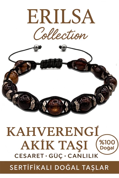 Sertifikalı Terahertz & Kahverengi Akik Bileklik – Topraklama ve Ruhsal Denge ürün görseli