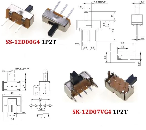 70 Adet Sürgülü Anahtar Switch Seti Smd Dip 8 Çeşit Şeffaf Çantada - 6