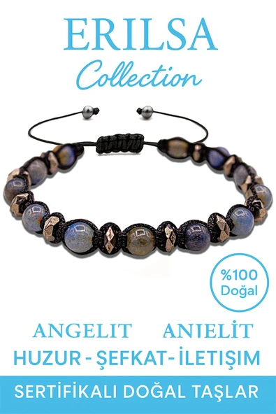 Sertifikalı Makrome Terahertz & Angelit Melek Taşı Bileklik – Ruhsal Huzura Uçun ürün görseli