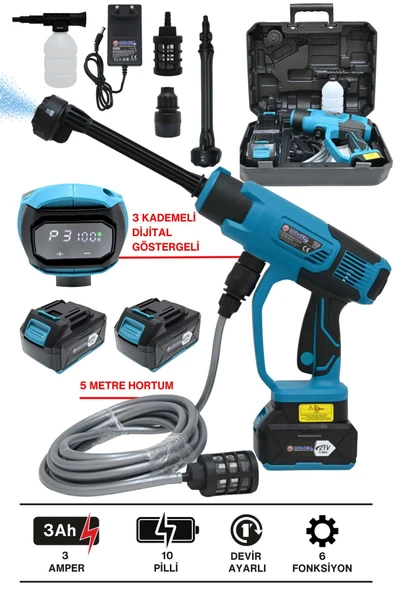 MUR-2002 Mavi Dijital Göstergeli 3 Kademeli Araç Yıkama Makinesi ürün görseli