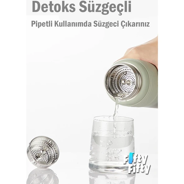 TKK Çelik Termos Matara 500ML Gri Yeşil - 5