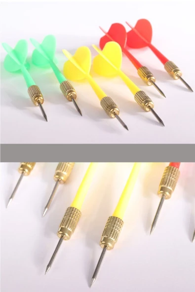 Delta Dart Oku (6’lı Set) - Çelik Uç + Pirinç Başlık - Renkli Dart Oku Seti