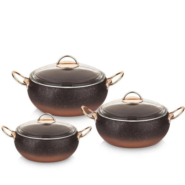 OMS 3031 6 Parça Granit Küre Güveç Set Bakır