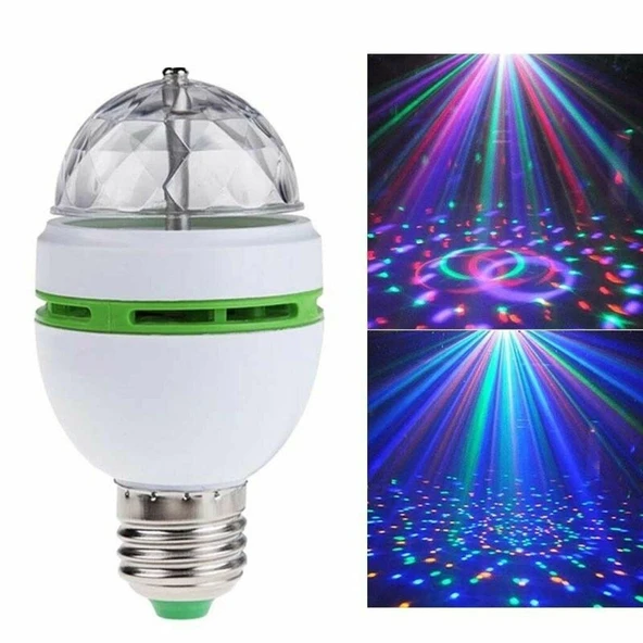 Renkli Led Döner Başlıklı Disko Topu Ampul Gece Lambası Disco Lamp - 2