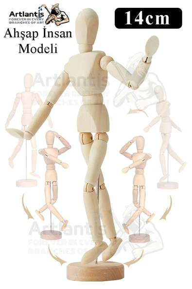 Ahşap İnsan Modeli 14 cm 1 Paket İnsan Figürlü Ahşap Model Manken Resim Ressam Eğitimi Tahta Adam Kukla Stilist