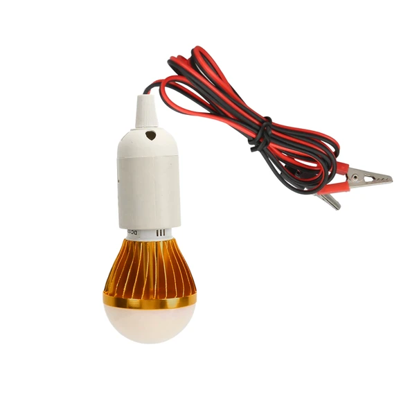 Akü Pensli 4 Metre Kablolu 12 V Tasarruflu Seyyar Led Ampul 5W Lamba Anahtarlı Aydınlatma Beyaz Işık - 8