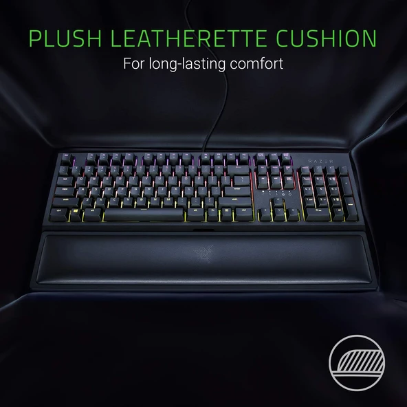 Razer Wrist Rest - Bilek Desteği Ergonomik Suni Deri Klavye Bilek Desteği (Peluş Deri Yastık, Kaymaz Lastik Ayaklar, Tüm Tam Boyutlu Klavyelerle Uyumlu) Siyah - 5