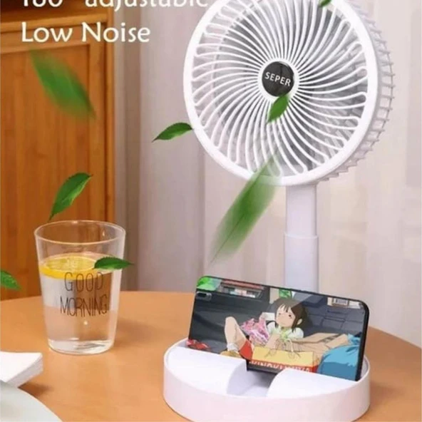 Taşınabilir Katlanılabilir Portatif Masa Üstü Şarjlı Mini Fan Vantilatör - 2