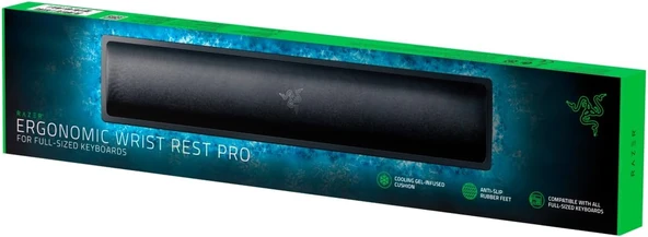 Razer Bileklik Pro - Soğuk Çubuklu Tam Boy Oyun Klavyeleri için Ergonomik Bileklik (Soğuk Çubuklu Dolgu, Isı Yayan Özel Kumaşla Kaplanmıştır) Siyah