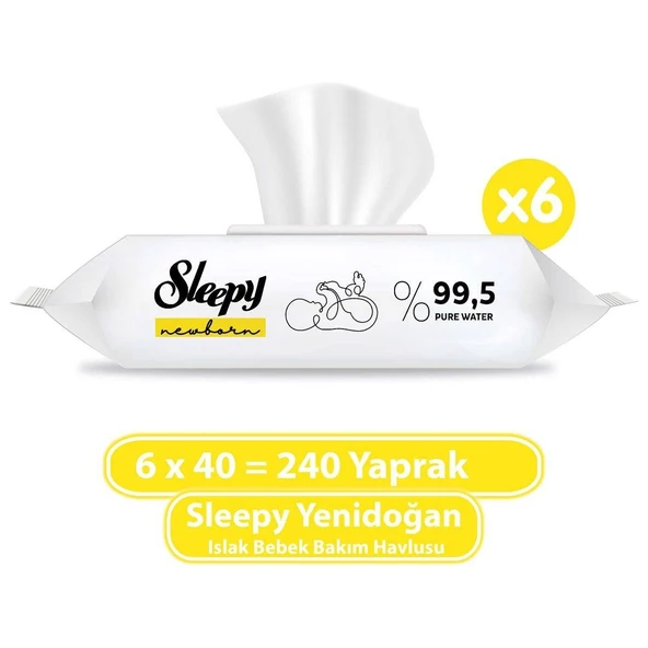 Sleepy Yenidoğan Islak Bebek Havlusu 6x40 (240 Yaprak) ürün görseli