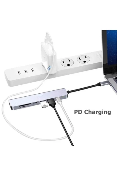 Daytona HC13C 7'li USB Type-C Docking Station Giriş:USB Tip-C=>Çıkış:HDMI+2*USB3.2+Lan+SD+TF+PD - Resim 8