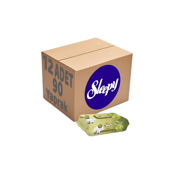 Sleepy Islak Havlu Mendil 90 Yaprak Pamuk & ZeytinYağlı 12 Li ürün görseli