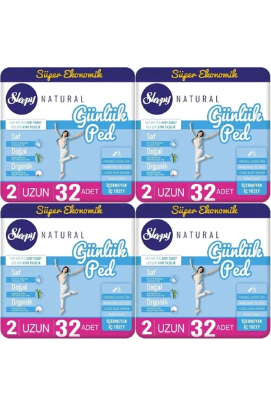 Sleepy Natural Günlük Ped Uzun 128 Adet Ekonomik ürün görseli
