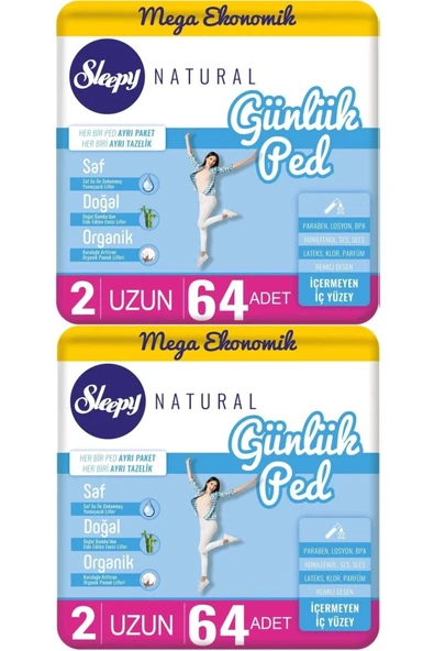 Sleepy Natural Günlük Ped Uzun 128 Adet ürün görseli