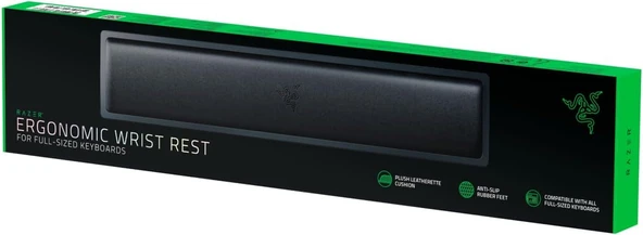 Razer Wrist Rest - Bilek Desteği Ergonomik Suni Deri Klavye Bilek Desteği (Peluş Deri Yastık, Kaymaz Lastik Ayaklar, Tüm Tam Boyutlu Klavyelerle Uyumlu) Siyah - 3