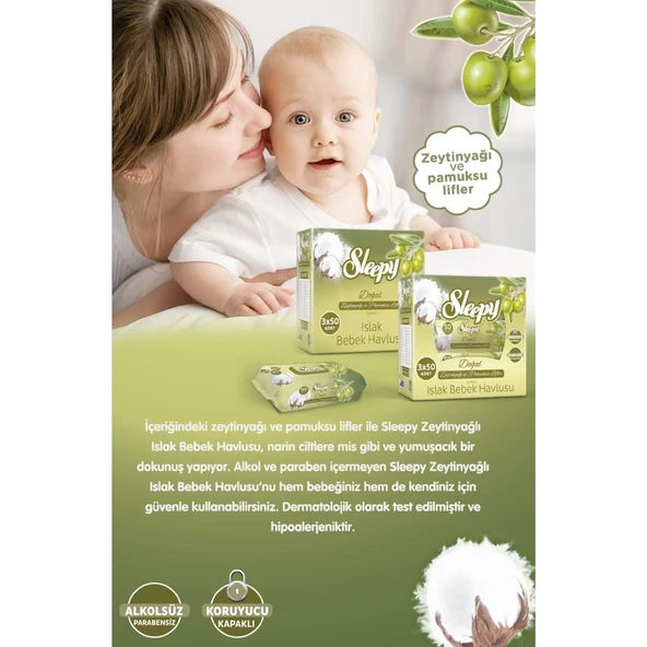 Sleepy Islak Havlu 90 Yaprak 20 Li Pamuk&zeytinyağlı - Resim 3