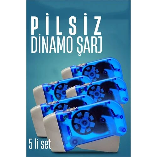 5 li Kendinden Dinamo Şarjlı Pilsiz Acil Durum El Feneri Manuel Şarjlı El Feneri
