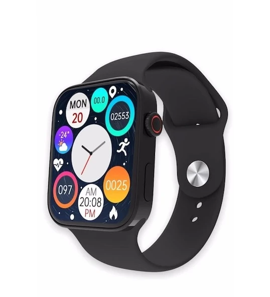 Konuşma Özellikli Smart Watch 7 Akıllı Saat Su Geçirmez Yan Tuşlu Köşeli Yeni Alüminyum Kasa (siyah) - 1