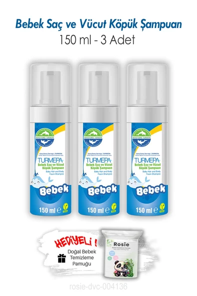 Turmepa Bebek Saç ve Vücut Köpük Şampuanı 150 ML 3 Adet ve ROSIE ürün görseli