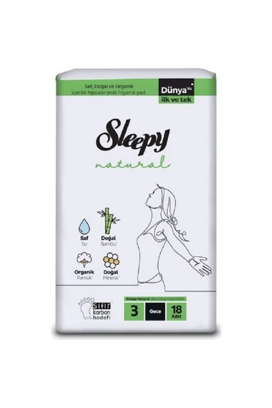 Sleepy Natural Ultra Hassas Hijyenik Ped Gece 72 Adet Ped - 3