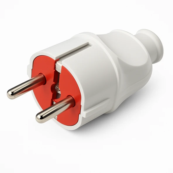 Elektrik Tesisatı İçin Beyaz Erkek Fiş 16 Amper 250V