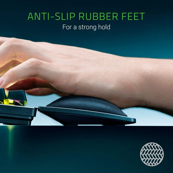 Razer Wrist Rest - Bilek Desteği Ergonomik Suni Deri Klavye Bilek Desteği (Peluş Deri Yastık, Kaymaz Lastik Ayaklar, Tüm Tam Boyutlu Klavyelerle Uyumlu) Siyah - 4