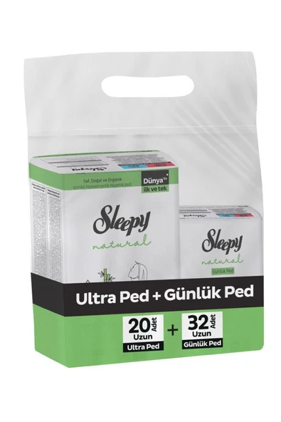 Sleepy uzun ultra ped 20li+günlük ped 32 li uzun ürün görseli