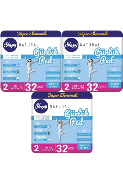 Sleepy Natural Günlük Ped Uzun 96 Adet Süper Ekonomik ürün görseli