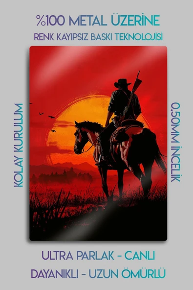 Metal Baskı Parlak Duvar Tablosu - RDR2 - Red Dead Redemption 2 - 3