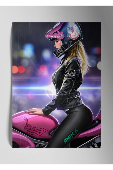 Metal Baskı Parlak Duvar Tablosu - Motosiklet Motor