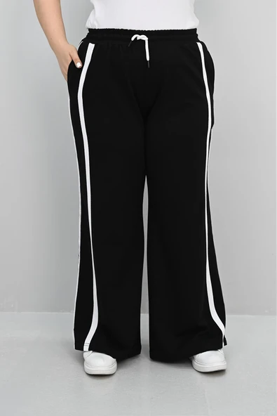 Kadın Büyük Beden Yan Şerit Detaylı Bol Paça Eşofman Altı 6339-25 - 4